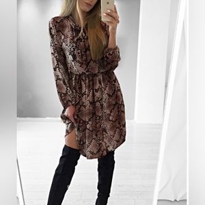 Antonio Melani - Brown Animal Print Midi Dress - Size M